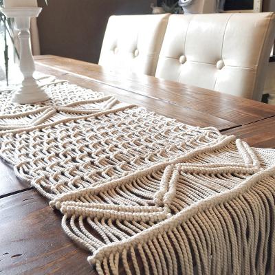 China Eco Lufu Customized White European Size Cotton Christmas Crochet Table Runner Boho Style Table Runner For Wedding for sale