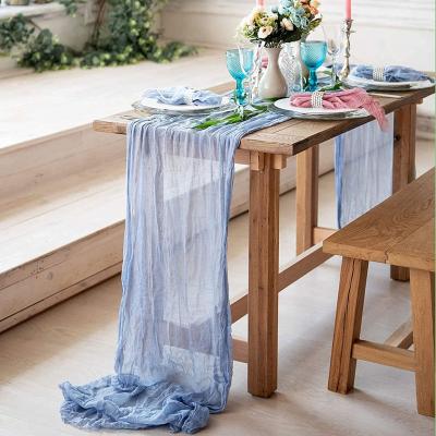 China Modern Lufu Gauze Table Runner Cheesecloth Table Runner Wedding Table Runner for Banquet Wedding Restaurant Christmas for sale