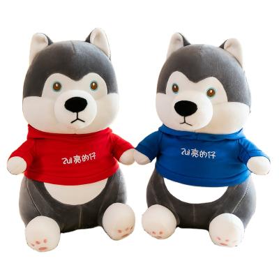 China Plush Dog Doll Plush Husky Toy Stuffed Soft Dog For Kids Birthday Gift Husky Dog Pillow With Hoodie for sale