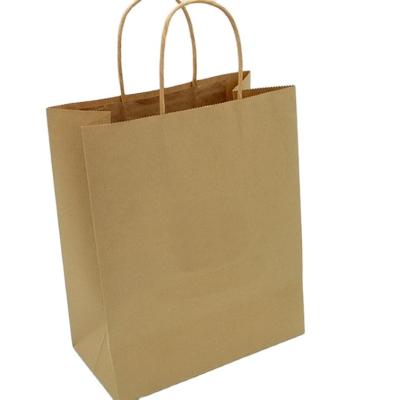 China Recyclable Flat Handle Printing Logo Shopping Kraft Paper Bag Free Shipping for sale