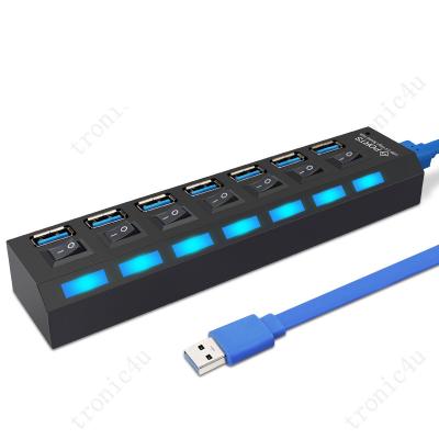 China Usb Hub Splitter 7 Port USB Data Hub USB Hub 3.0 Splitter Otg Hub Charge With Power Adapter LED USB Multi Ports Splitter For Computer computer pc laptop for sale