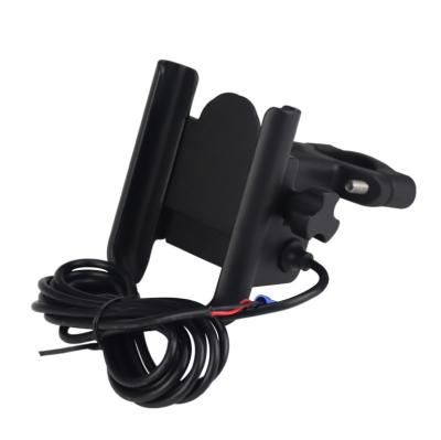 China No Motorcycle Aluminum Alloy Mobile Phone Holder 12-24V Rearview Mirror Mount Quick Charging Phone Holder for sale