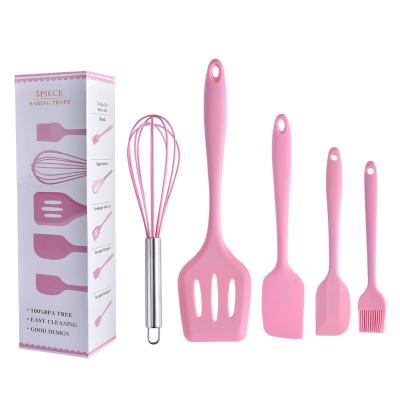 China Disposable Silicone Spatula Set Wholesale Durable 5 Piece Silicone Cooking Spatulas Set for sale