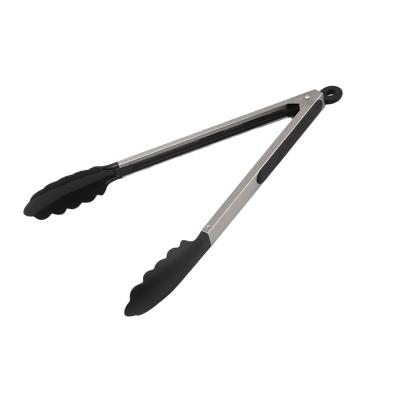 China 9 Inch 289 Sustainable Food Grade Nylon Tweezers Shaped Stainless Steel Material Kitchen Utensils Nylon Head Tongs for sale