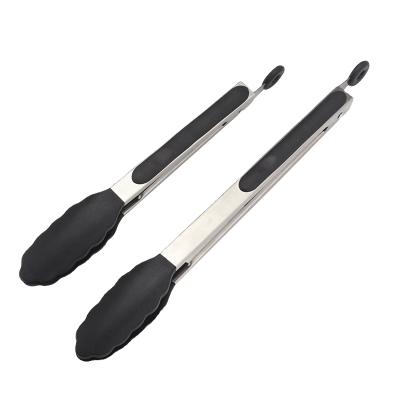 China 2021 Viable Best Selling In Amazon 2 Pack Plastic 9 Inch 12 Inch Stainless Steel Silicone Kitchen BBQ Tongs, Food Tongs for sale