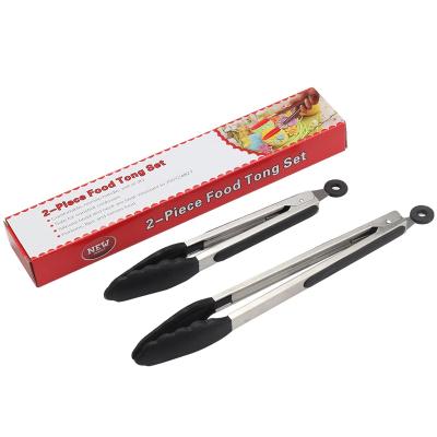 China 9 Viable 12 Inch Kitchen Plastic Item High Quality Silicone Kitchen Tool Tongs Sets 2 Food Tongs for sale