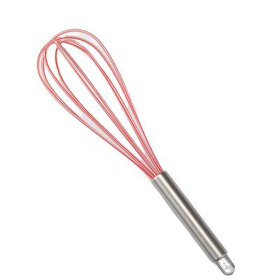 China Viable Hot Products Kitchen Utensils Stainless Steel Handle Silicone Wire Balloon Red Egg Cooking Beater for sale