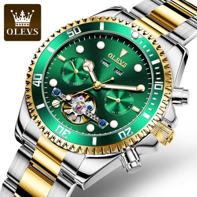 China Hot Low Water Resistant OLEVS 6605 OEM Design Price Waterproof Full Stainless Steel Customize Logo In Hand Luxury Mechanical Men's Wrist Watch for sale