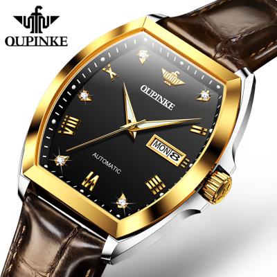 China Oupinke Mens Watches 3200 Day/Date Black Square Top Luxury Mechanical Watch Man Waterproof Male Wristwatch for sale