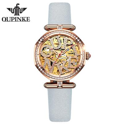 China Oupinke 3175 Simple Women's Watch Waterproof Mechanical Timing Wholesale Leather Watch Waterproof for sale