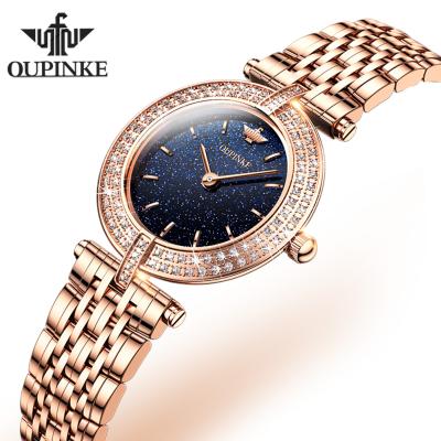 China Oupinke Waterproof 3191 Rose Gold Stainless Steel Watches Wholesale For Stone Diamond Women Luxury Quartz Women Ladies Watches for sale