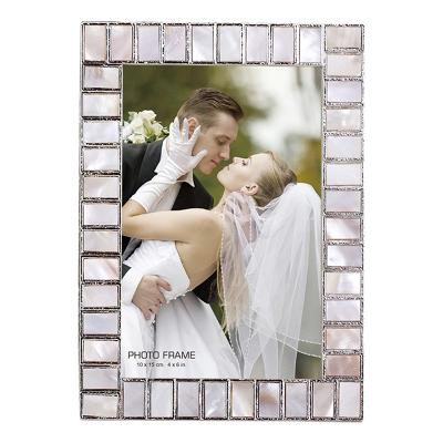 China Morden Shell Zinc Alloy Frame Rhinestone 8x10 4x6 DIY Pearl Picture Frames Photo Frames for sale