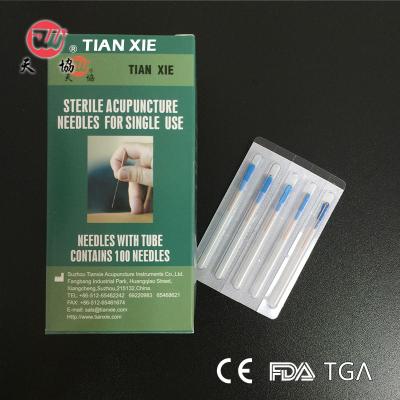 China Copper Wire Handle Spiral Acupuncture Needles With Loop With Guide Tube JWC-1 for sale