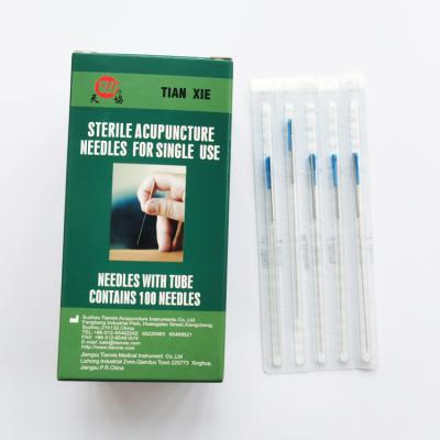 China 2in Body Layout Stainless Steel Handle Acupuncture Needles With Tube for sale