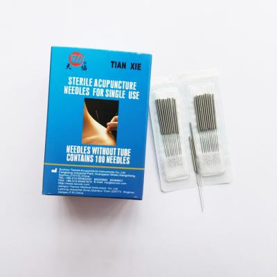 China Body 2in 100 Pcs Tianxie Brand Disposable Sterile Stainless Steel Acupuncture Needles Without Tube for sale