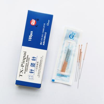 China Body Disposable Copper Handle Sterile Acupuncture Needles With Plastic Bag Packing for sale