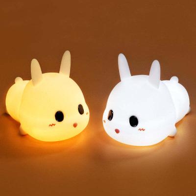 China YIZHI Cartoon Led Baby Nursery Lamp Atmosphere Silicone Rechargeable Night Light Kids Table Lamp Bedside Lamp for Children for sale