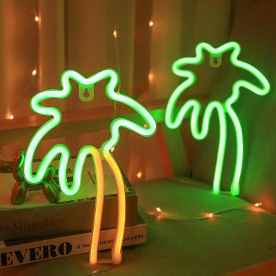 China YIZHI Nightclub Neon Sign Coconut Led Tree Shaped Lights With Lamp Green Warm Usb Operated Decorative Neon Lights For Party Wall Home Decor for sale