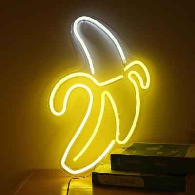 China YIZHI Nightclub INS Lighting Led Banana Shape Bedroom Acrylic Transparent Room Sign Neon Lamp Ambient Decorative Light for sale