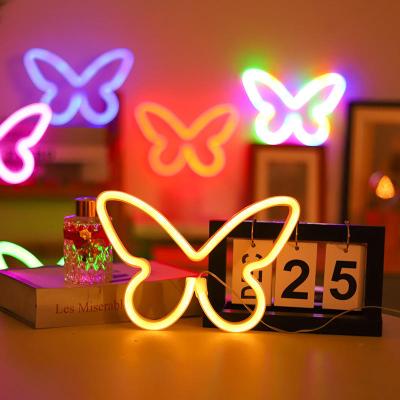 China YIZHI Nightclub Creative Butterfly Night Animal Lighting Led Neon Lights Party Club Bedroom Wall Decoration Lights for sale