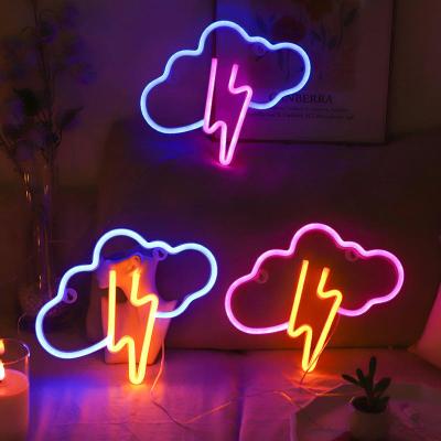 China YIZHI Nightclub Hanging Neon Lamp Battery Operated Usb Night Light Led Shower Clouds Neon Sign For Wall Kids Room Party Wedding Deco for sale