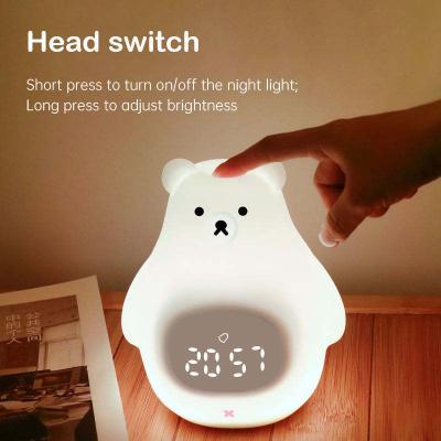 China YIZHI Cartoon Alarm Clock Sunrise Sunset Simulation Kids Room Silicone Sleeping Night Light Alarm Clock for Kids Sleep Trainer for sale