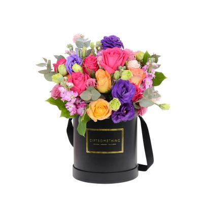 China Recyclable Custom Luxury Round Flower Gift Box Cardboard Packaging Paper Boxes For Flowers With Handle for sale