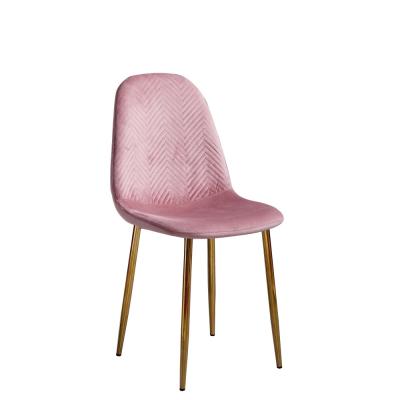 China Ergonomic modern luxury pink velvet modern dining chair setl metal hotel fabric tufted restaurant dining chair for sale