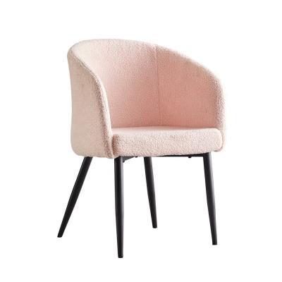 China Comfortable high level metal dinner chair velvet pink color sofa chair with arms super comfortable for living room for sale