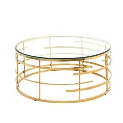 China CUSTOMIZED coffee table stainless steel tempered glass chrome gold table luxury modern style for living room bedroom for sale