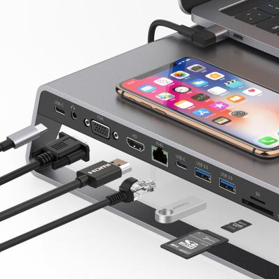 China HDTV Output Resolution up to 4k@30Hz Best Price 11 in 1 Type C Charger Dock Hub Wireless USB Hub Adapter Connector Docking Station Ports for sale