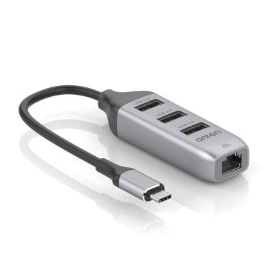 China Expands one USB-C port to one RJ45 and three USB 3.0 ports USB port supplement Type C to multiport USB c hub with USB 3.0 hub RJ45 /LAN/ Gigabit Ethernet for sale