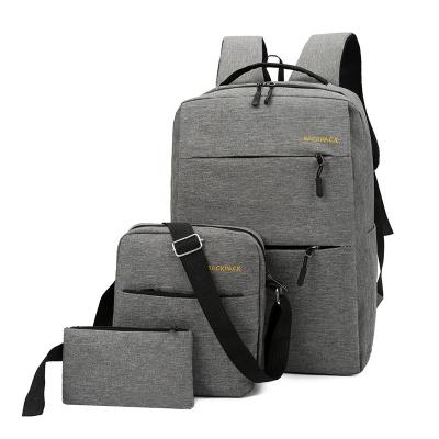 China With USB Wholesale Waterproof 3 Pcs Travel Business School Laptop Backpack Bag Set With USB for sale