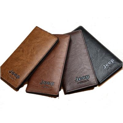 China Custom Anti Theft Waterproof Cheap Business Men Leather Slim Wallet Long With Card Holder for sale