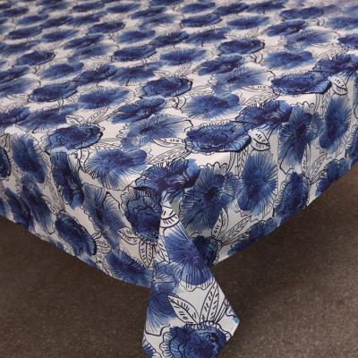 China Modern hot sale modern office flower logo tablecloth blue and white tablecloth for sale