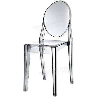 China Smoke Grey Ghost Style Plastic Victoria Dining Chair for sale