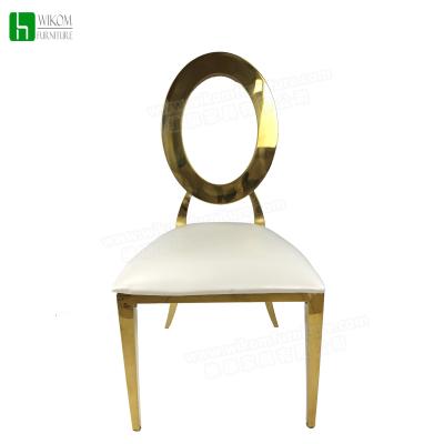 China Wholesale White Cushion Dining Chair Stainless Steel Gold Wedding Chairs à venda