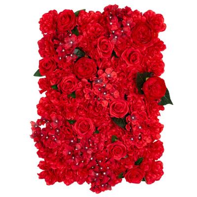 China Customized Silk Rose Wedding Roll Up Flower Wall Rose Backdrop for sale