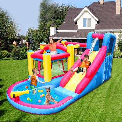 China Oxford Cloth Bouncers Inflatable Playground House Water Slide Kids Jumping Water Park Castles On Sale for sale