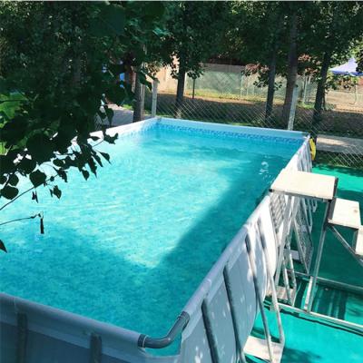 China High Quality PVC Large Portable Metals Frame Squares Above Ground PVC Inflatable Swimming Pool Outdoor for sale