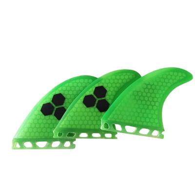 China Unisex Single Tab Fin Green, Three Surfboard Fin Bottom Black Honeycomb Logo Custom Surfboard Logo Set for sale