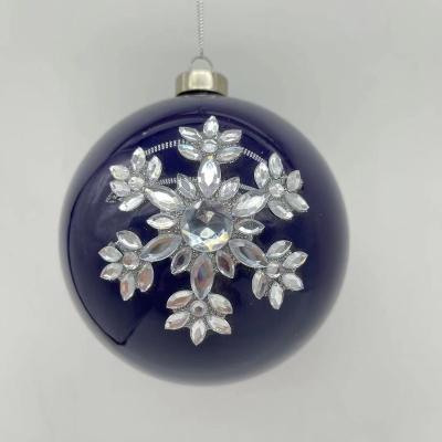 China Wholesale Shiny Glass Balls Diamond Christmas Glass Ball Ornaments Chirstmas Decor Factory Adhesive for sale