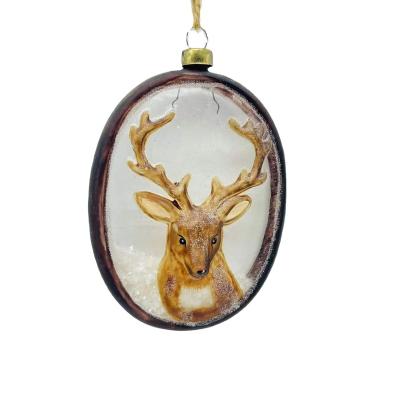 China Festival Stuff Factory Outlet Glass Christmas Elk Animal Ornament Glass Figurine for sale