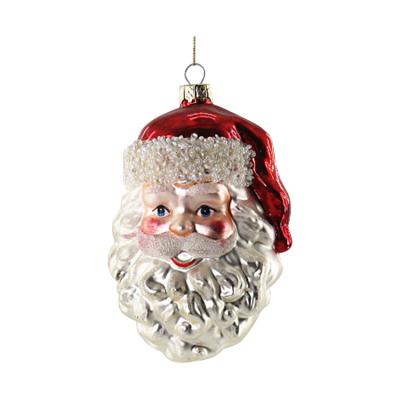 China Excellent Quality Handmade Blown Clear Round Glass Egg Santa Luxury Ornaments for Christmas Tree Hanging Decoration for sale