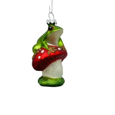 China Festival Stuff Factory Direct Selling High Quality Handmade Frog Ornaments Glass Christmas Tree Ornaments for sale