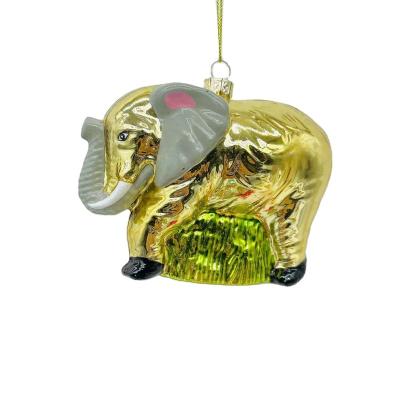 China Festival Stuff Hand Blown Glass Statue Elephant Animal Ornament for sale