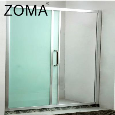 China 8mm Modern Tempered Glass Shower Door Silver Aluminum Sliding Bathroom for sale