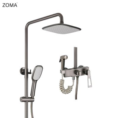 China With Slide Bar Hotel Apartment Bathroom Four Function Shower Combination Stainless Steel Bathtub Faucet Shower Set Combination Faucet 304 for sale