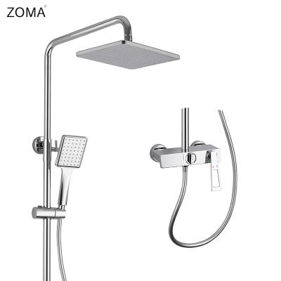 China With Shower Slide Bar Copper Hot And Cold Shower Set Constant Temperature Number Chrome Shower Set Booster Smart Spout for sale