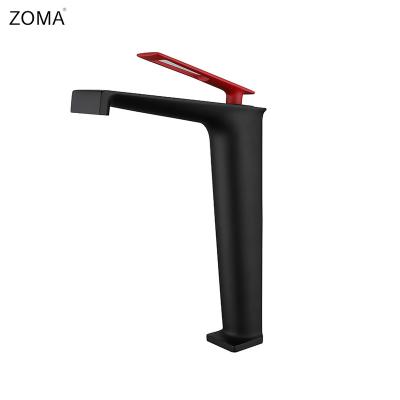 China Red Mixed Stepped Ceramic Faucet Basin Faucet Brass Single Handle Fashion Bathroom Faucet Black for sale